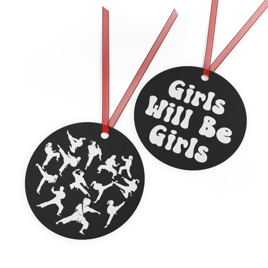 Girls Will Be Girls Martial Arts Silhouettes Christmas Ornament