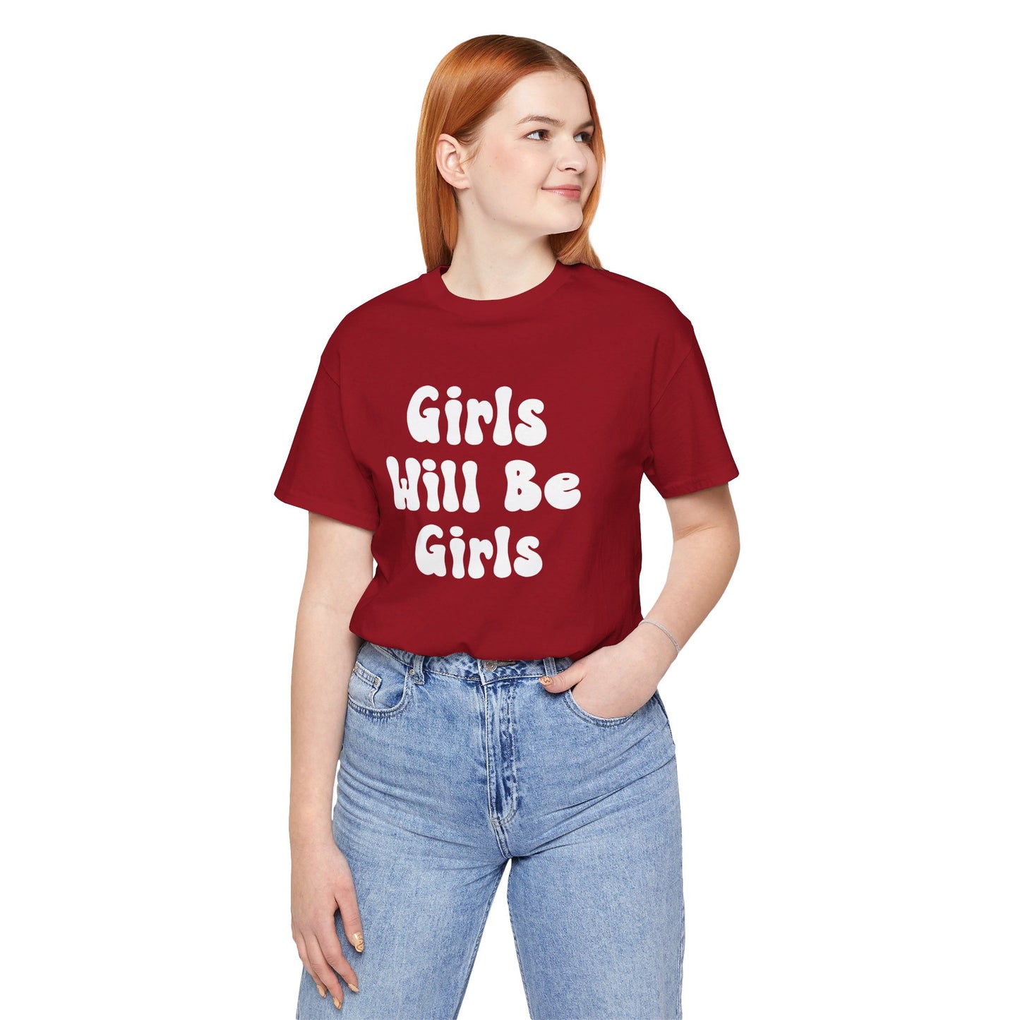 Girls Will Be Girls T-Shirt, Volleyball Player Silhouettes Front and Back Designs