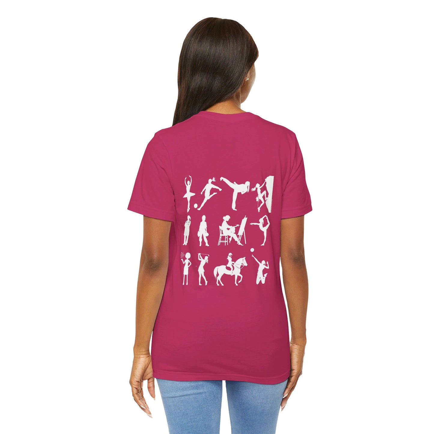 Girls Will Be Girls Girl Power Silhouettes Women's T-Shirt Front and Back Design