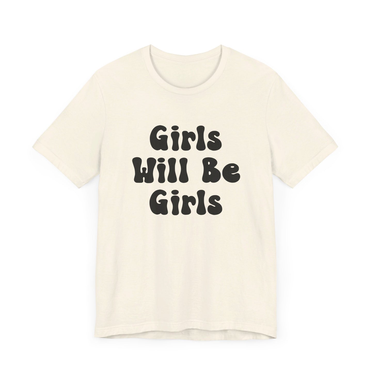 Girls Will Be Girls T-Shirt, Volleyball Player Silhouettes Front and Back Designs, Light Colored Tees