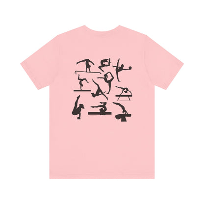 Girls Will Be Girls T-Shirt, Gymnast Silhouettes Gymnastics, Front and Back Designs, Light Colored Tees