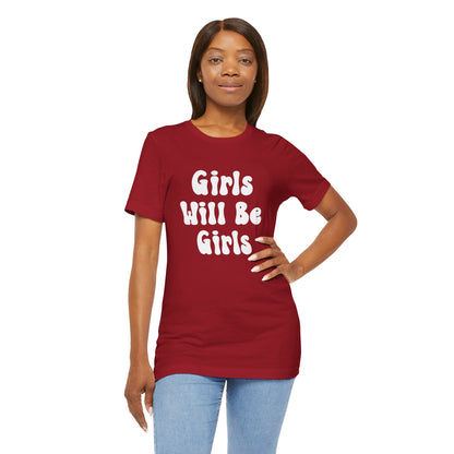 Girls Will Be Girls Girl Power Silhouettes Women's T-Shirt Front and Back Design