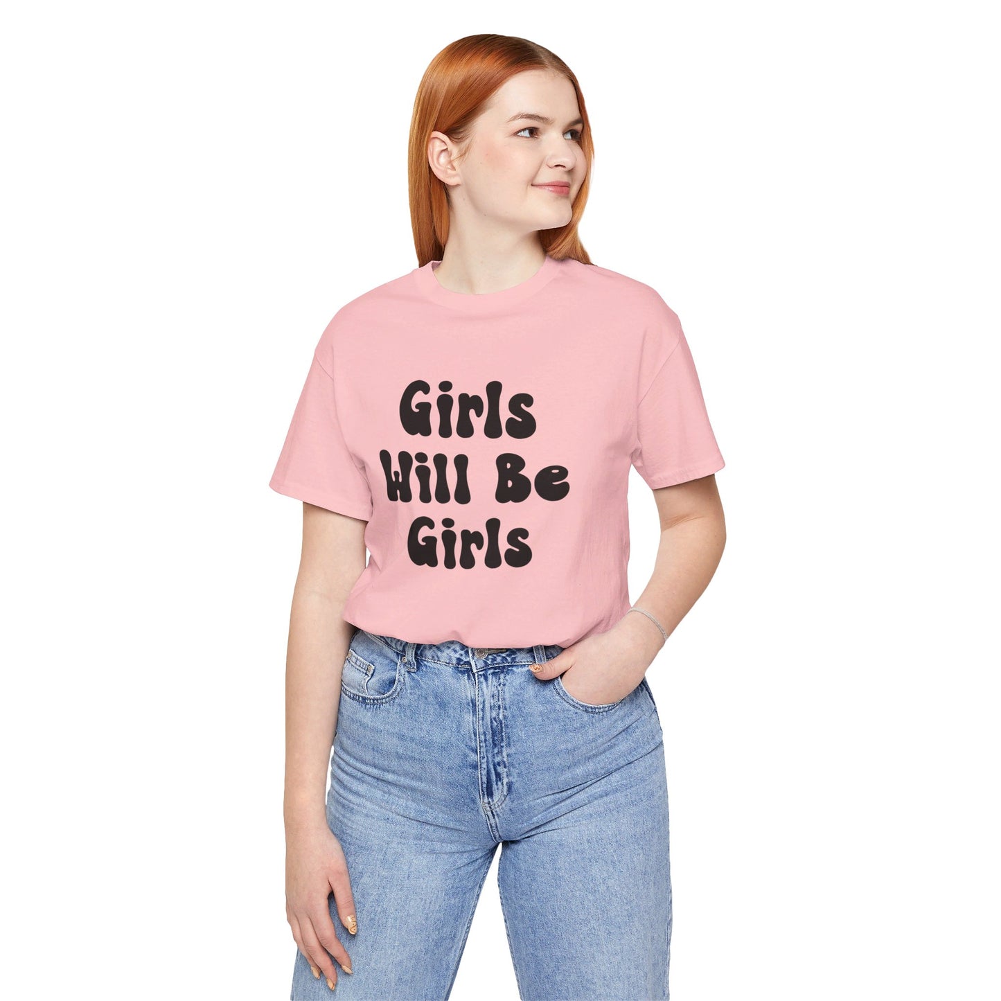 Girls Will Be Girls T-Shirt, Mountain Climber, Rock Climber, Alpinist, Mountaineering Silhouettes Front and Back Designs, Light Colored Tees