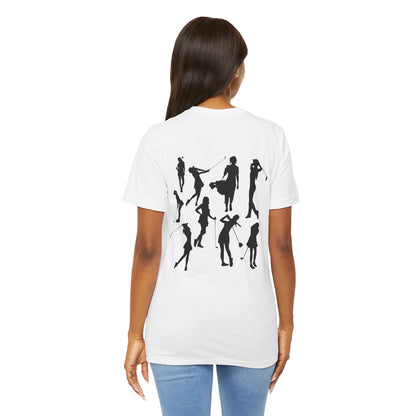 Girls Will Be Girls T-Shirt, Golf, Golfer Silhouettes Front and Back Designs, Lighter Colored Tees