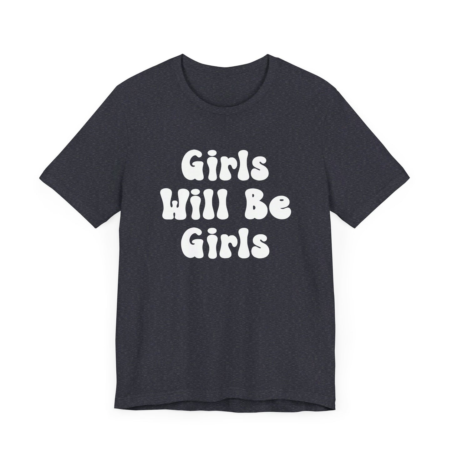 Girls Will Be Girls T-Shirt, Volleyball Player Silhouettes Front and Back Designs