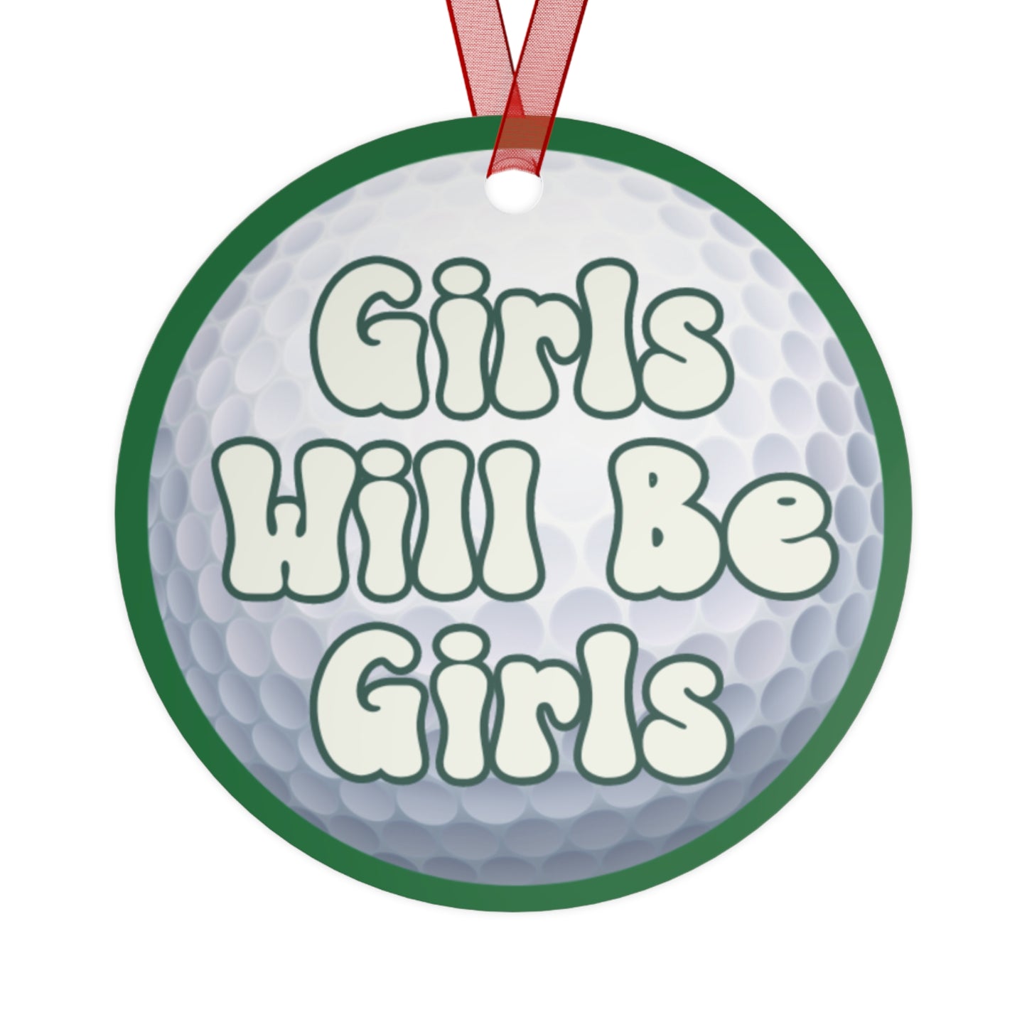 Girls Will Be Girls Golf, Golfer Silhouettes, Golf Ball Christmas Ornament