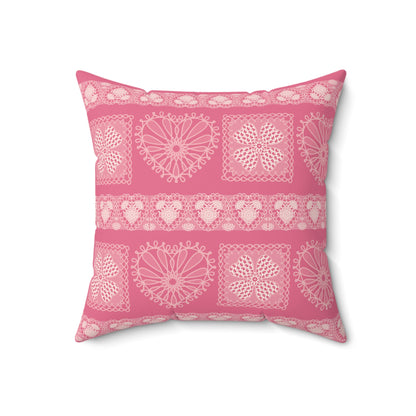 Valentine's Pillow Pretty in Pink Lace Fair Isle 18"x18"