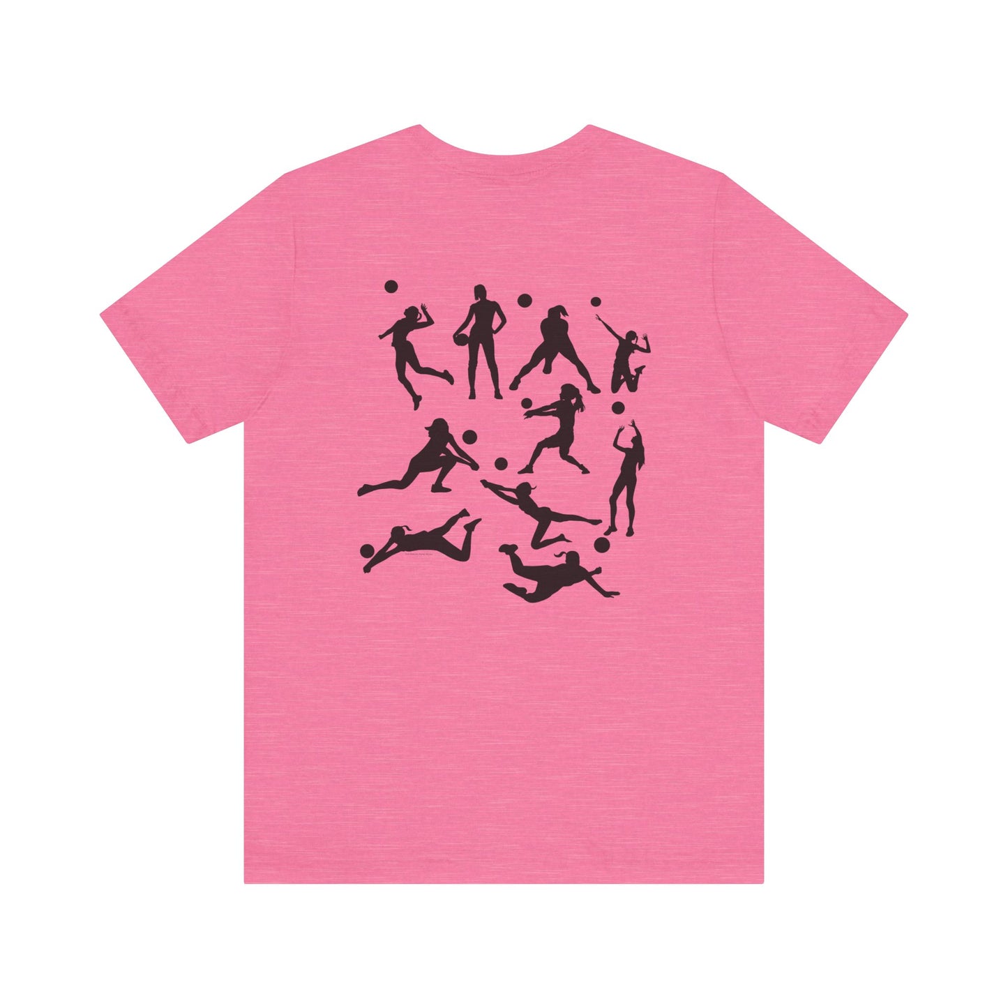 Girls Will Be Girls T-Shirt, Volleyball Player Silhouettes Front and Back Designs, Light Colored Tees