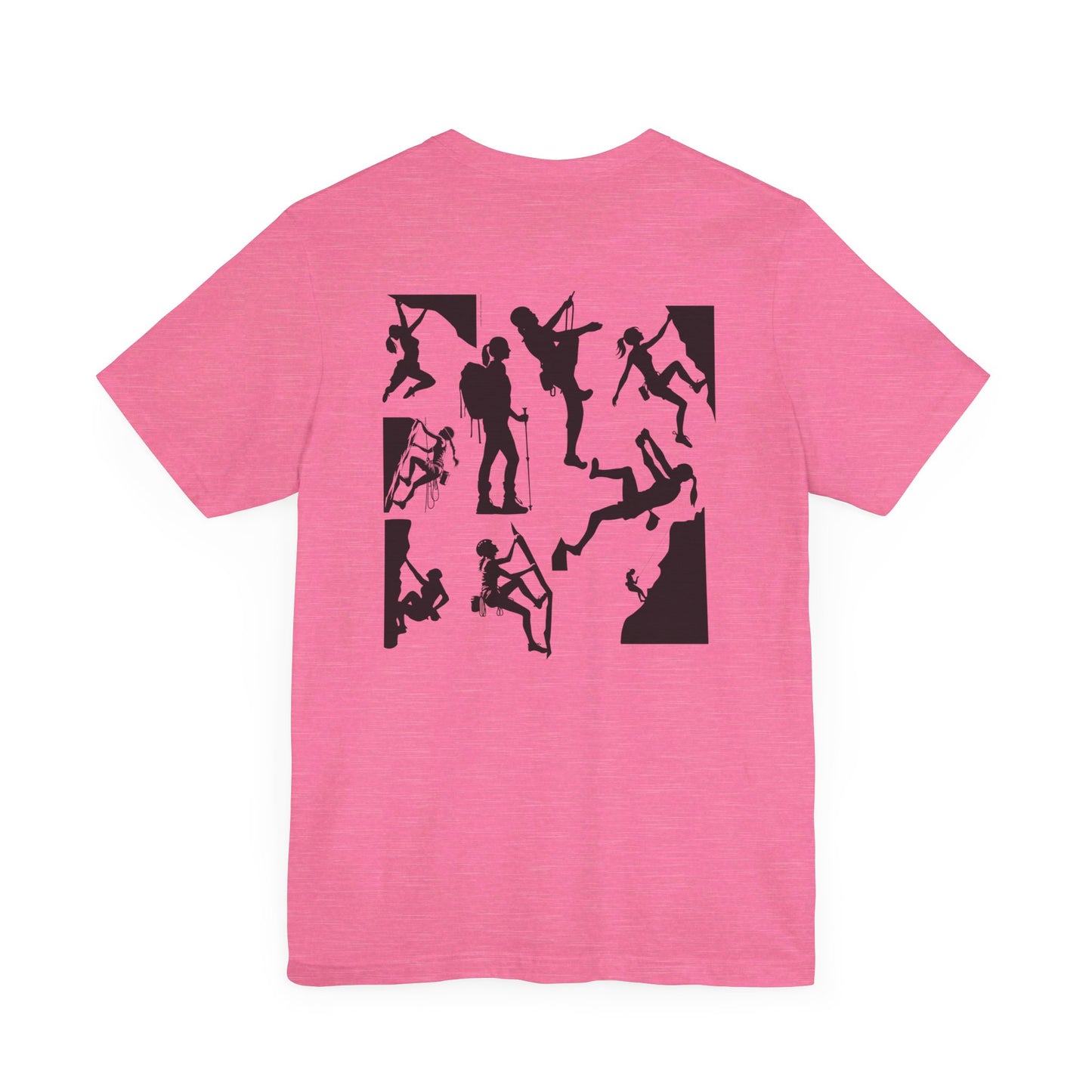 Girls Will Be Girls T-Shirt, Mountain Climber, Rock Climber, Alpinist, Mountaineering Silhouettes Front and Back Designs, Light Colored Tees