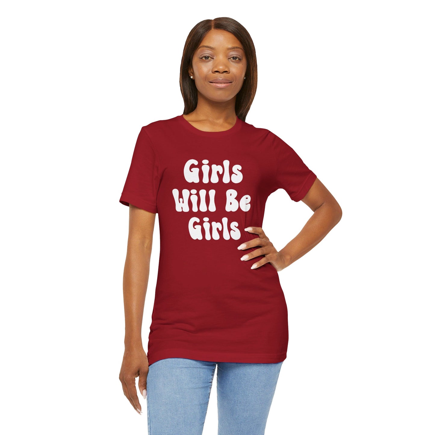 Girls Will Be Girls T-Shirt, Mountain Climber, Rock Climber, Alpinist, Mountaineering Silhouettes Front and Back Designs