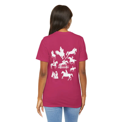 Girls Will Be Girls T-Shirt, Equestrian, Horseback Riding Silhouettes Front and Back Designs