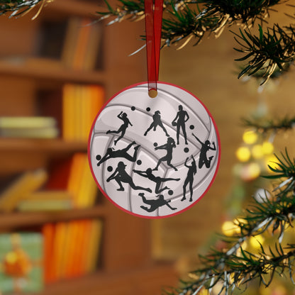 Girls Will Be Girls Volleyball Players Silhouettes on Volleyball Christmas Ornament