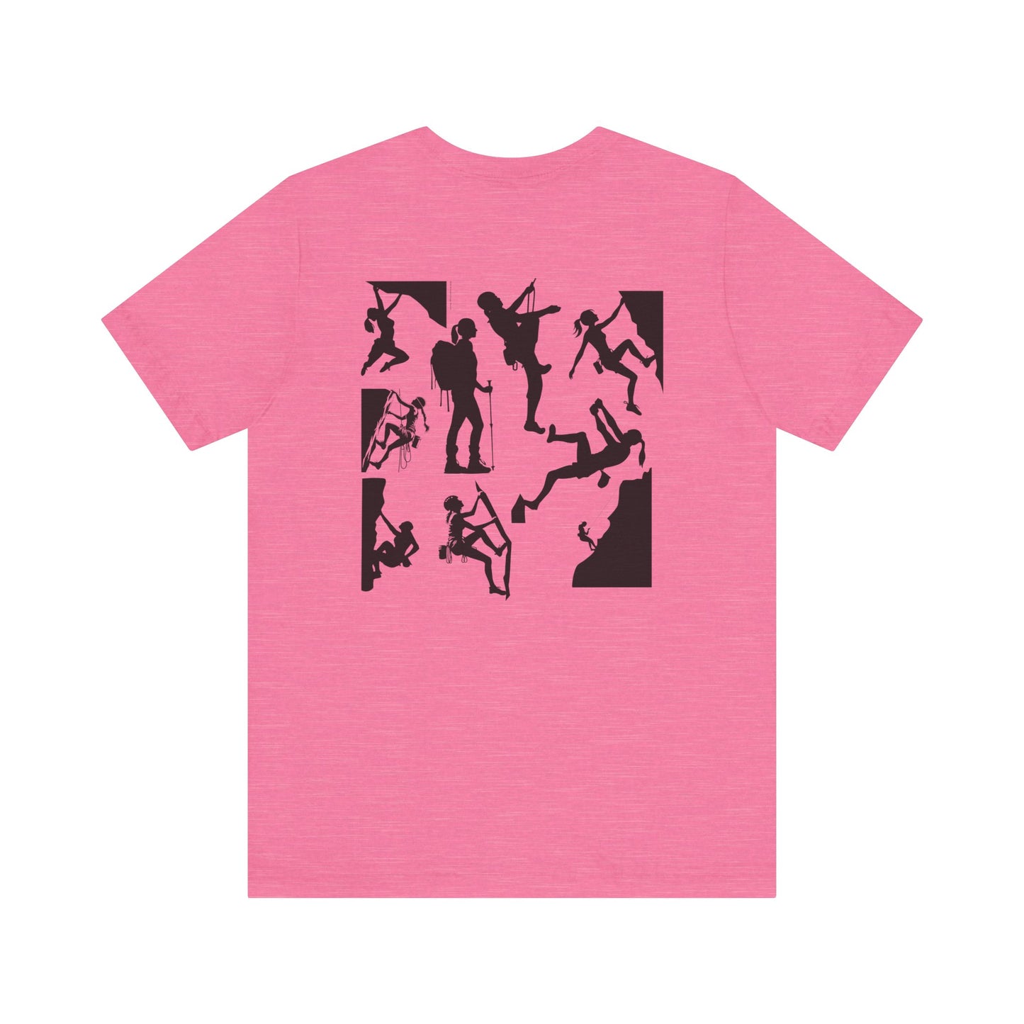 Girls Will Be Girls T-Shirt, Mountain Climber, Rock Climber, Alpinist, Mountaineering Silhouettes Front and Back Designs, Light Colored Tees