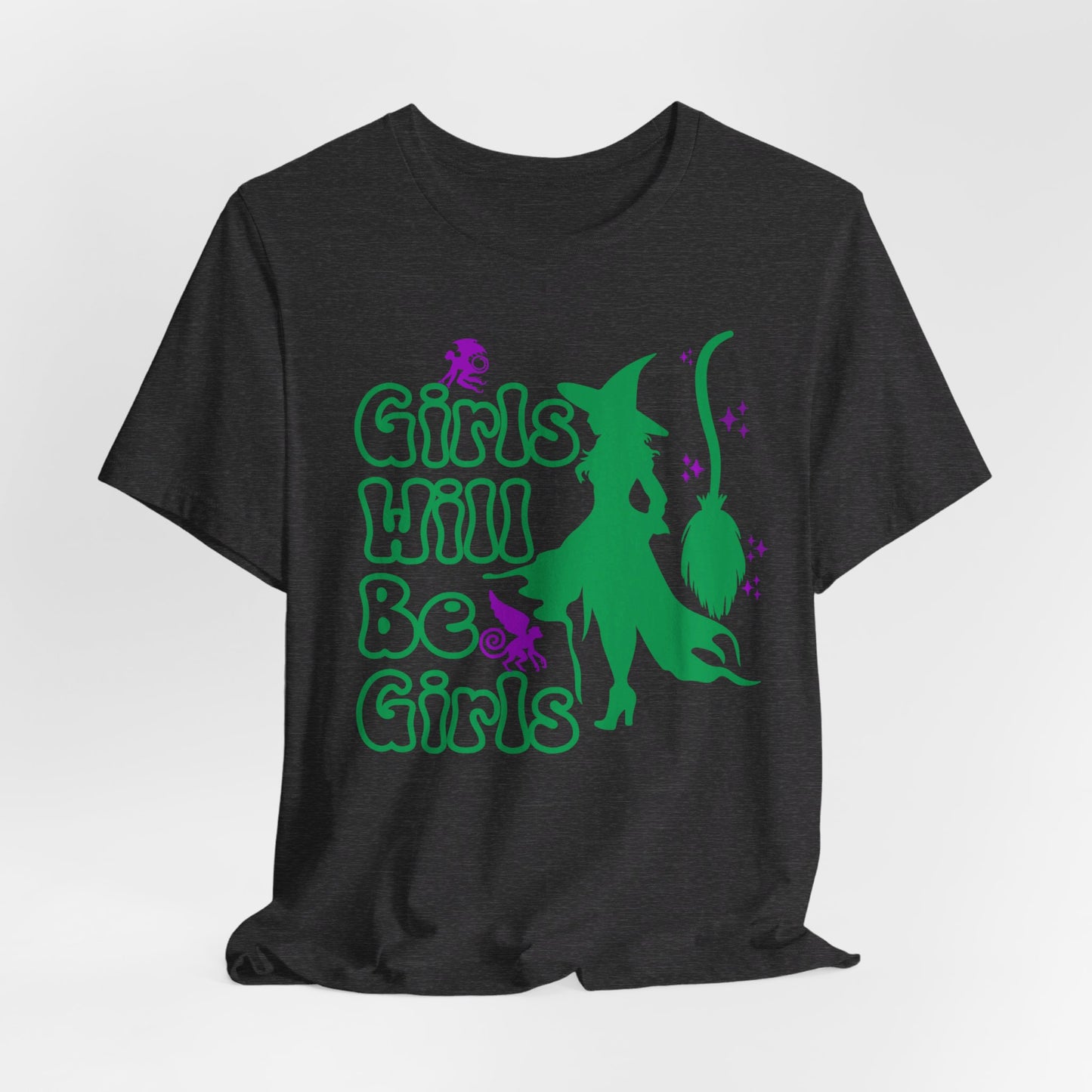 Girls Will Be Girls Wicked Witch with Broomstick T-Shirt, Wizard of Oz, Halloween Witch