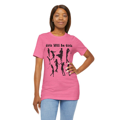 Girls Will Be Girls T-Shirt, Golfer Silhouettes, Golf, Lighter Colored Tees