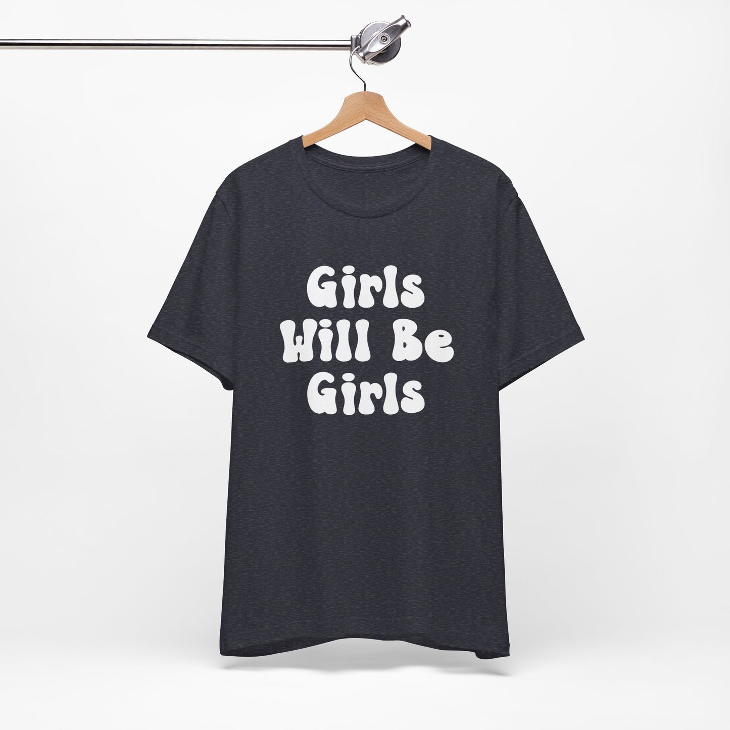 Girls Will Be Girls T-Shirt, Volleyball Player Silhouettes Front and Back Designs