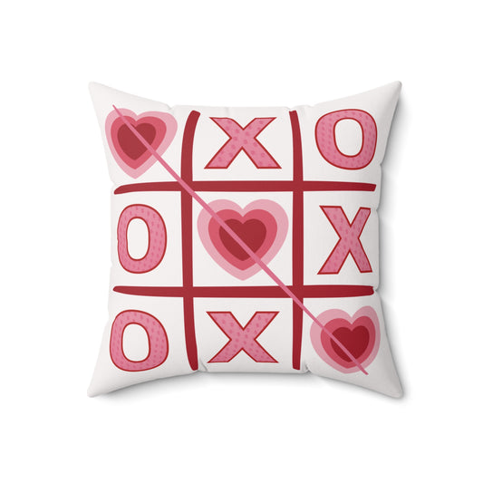 Valentine's Pillow Tic Tac Toe Love Wins 18"x18"