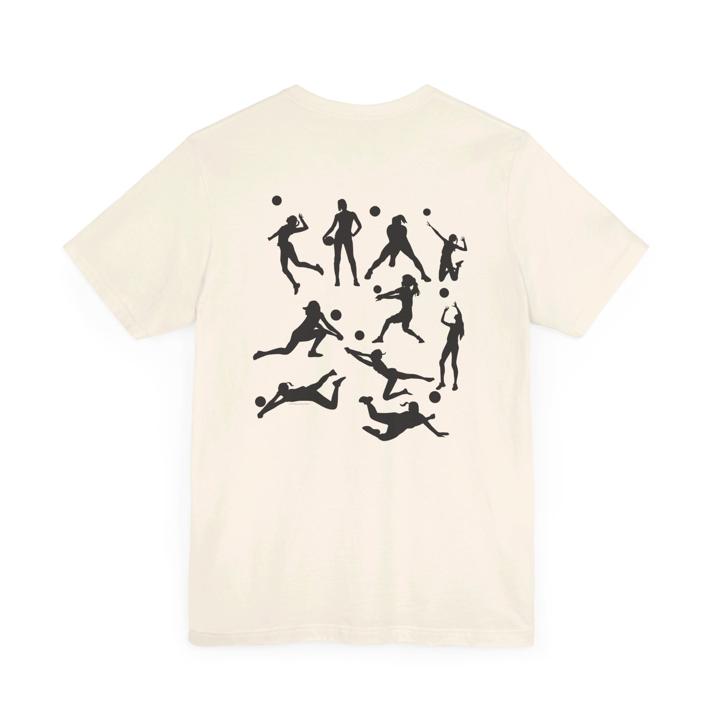 Girls Will Be Girls T-Shirt, Volleyball Player Silhouettes Front and Back Designs, Light Colored Tees