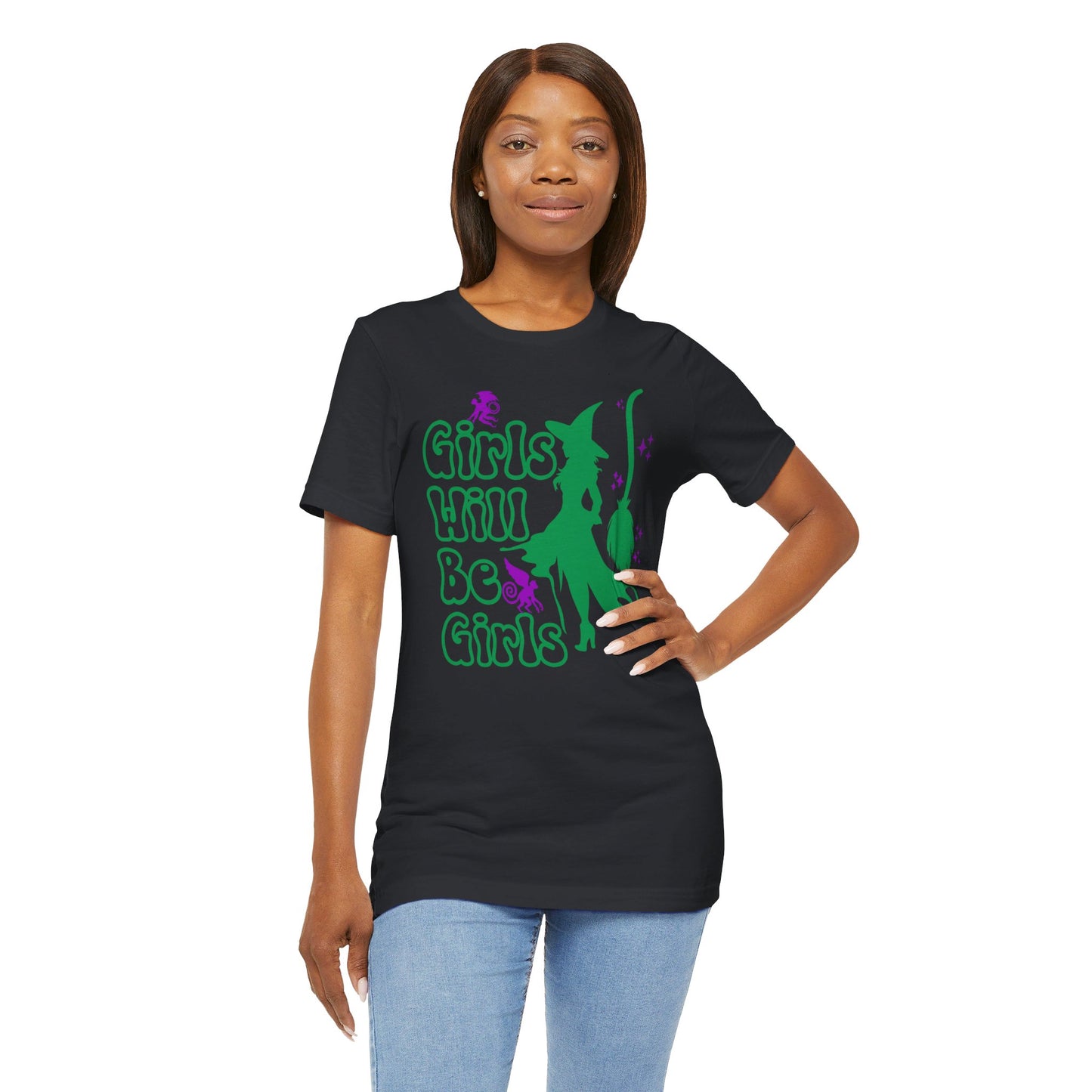 Girls Will Be Girls Wicked Witch with Broomstick T-Shirt, Wizard of Oz, Halloween Witch