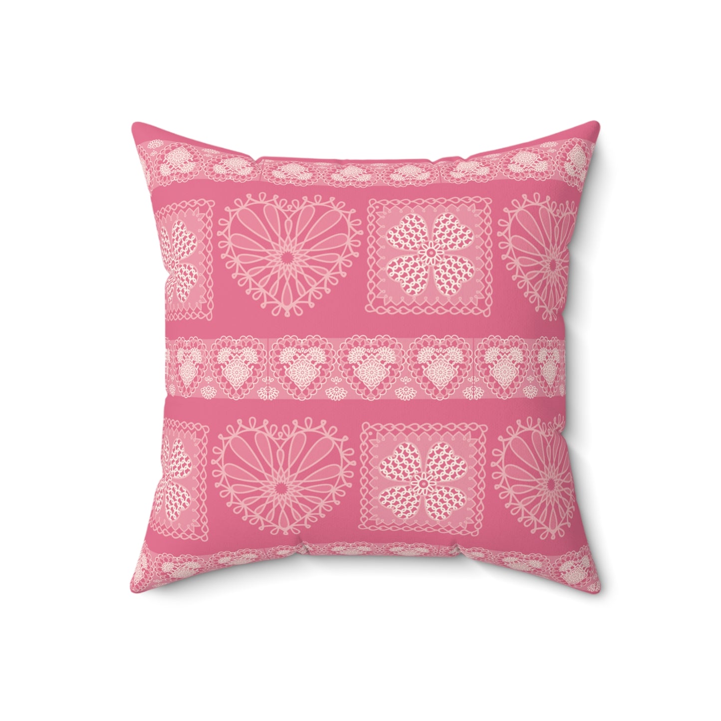 Valentine's Pillow Pretty in Pink Lace Fair Isle 18"x18"