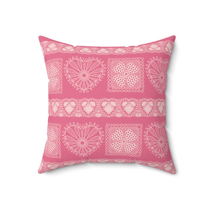 Valentine's Pillow Pretty in Pink Lace Fair Isle 18"x18"