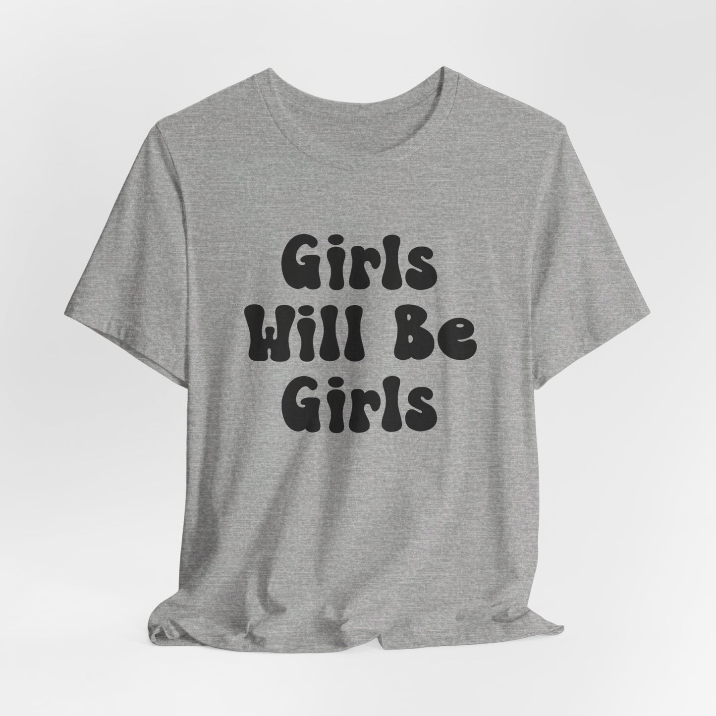 Girls Will Be Girls T-Shirt, Equestrian, Horseback Riding Silhouettes Front and Back Designs, Light Colored Tees