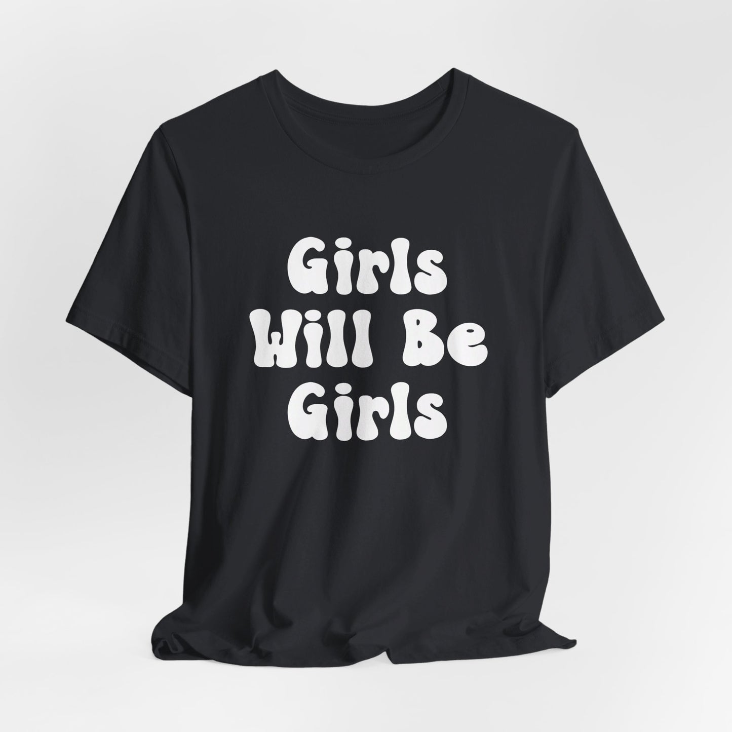 Girls Will Be Girls T-Shirt, Volleyball Player Silhouettes Front and Back Designs