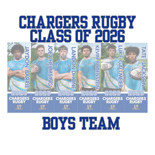 Chargers Rugby Senior Banners Class of 2026 Boys Team