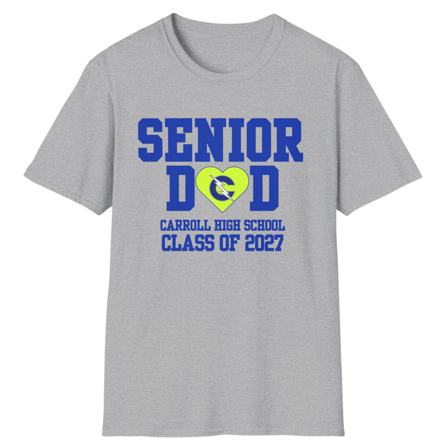 Carroll High School Class of 2027 Senior Dad T-Shirt Neon Heart
