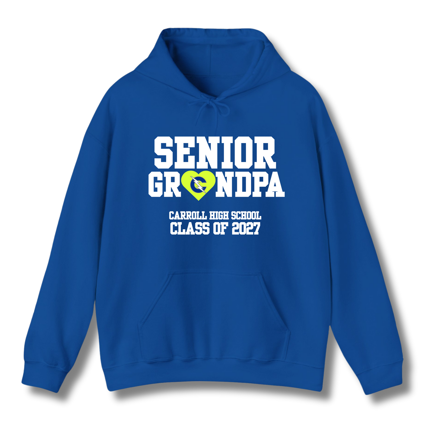 Carroll High School Class of 2027 Senior Grandpa Hoodie Sweatshirt Neon Heart