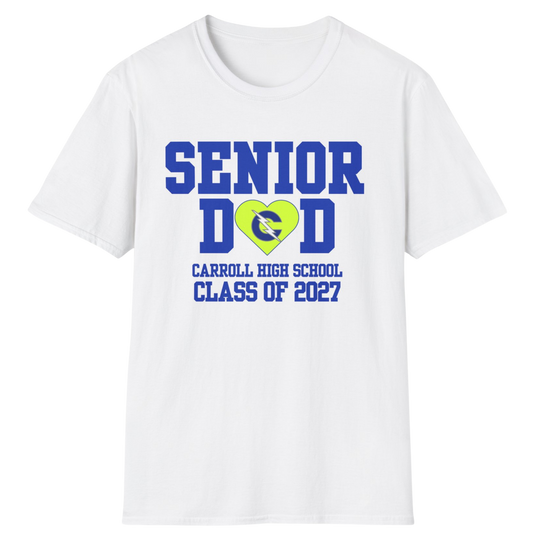 Carroll High School Class of 2027 Senior Dad T-Shirt Neon Heart