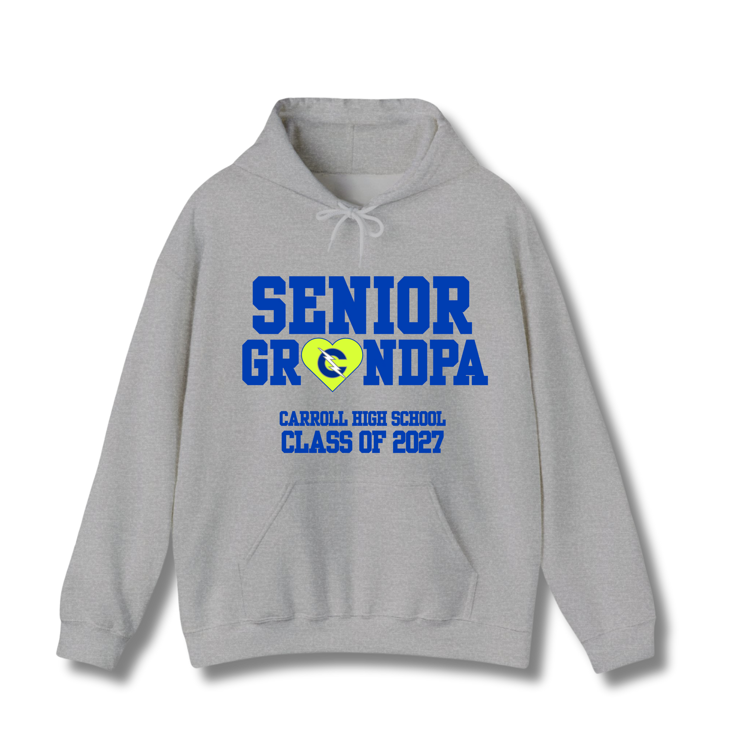 Carroll High School Class of 2027 Senior Grandpa Hoodie Sweatshirt Neon Heart