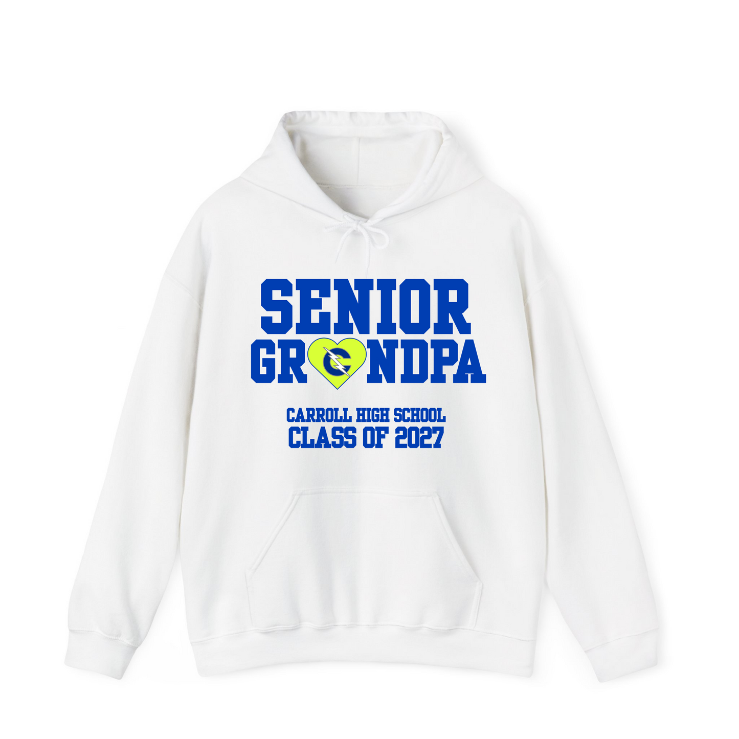 Carroll High School Class of 2027 Senior Grandpa Hoodie Sweatshirt Neon Heart