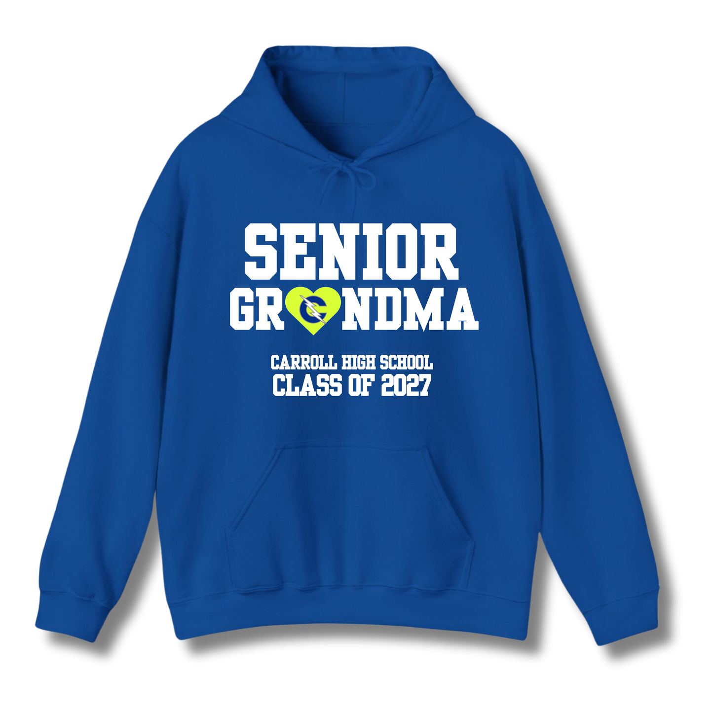 Carroll High School Class of 2027 Senior Grandma Hoodie Sweatshirt Neon Heart