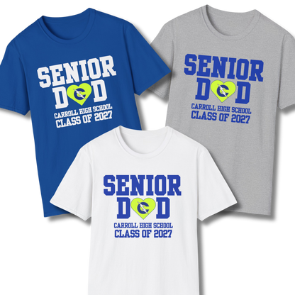 Carroll High School Class of 2027 Senior Dad T-Shirt Neon Heart