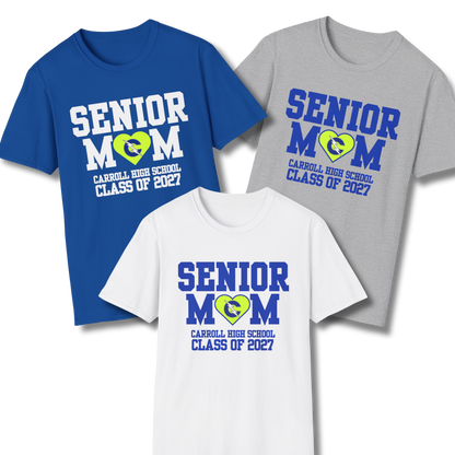 Carroll High School Class of 2027 Senior Mom T-Shirt Neon Heart