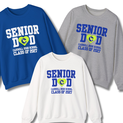 Carroll High School Class of 2027 Senior Dad Crewneck Sweatshirt Neon Heart