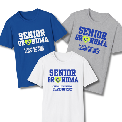 Carroll High School Class of 2027 Senior Grandma T-Shirt Neon Heart