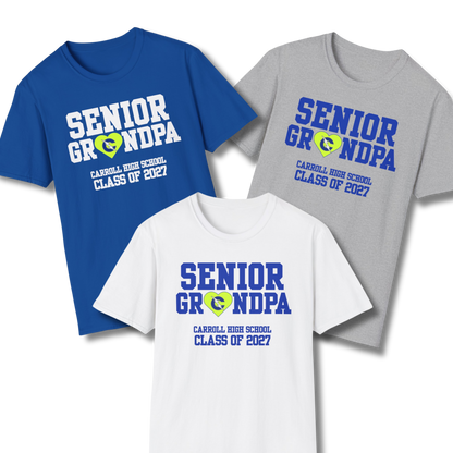 Carroll High School Class of 2027 Senior Grandpa T-Shirt Neon Heart