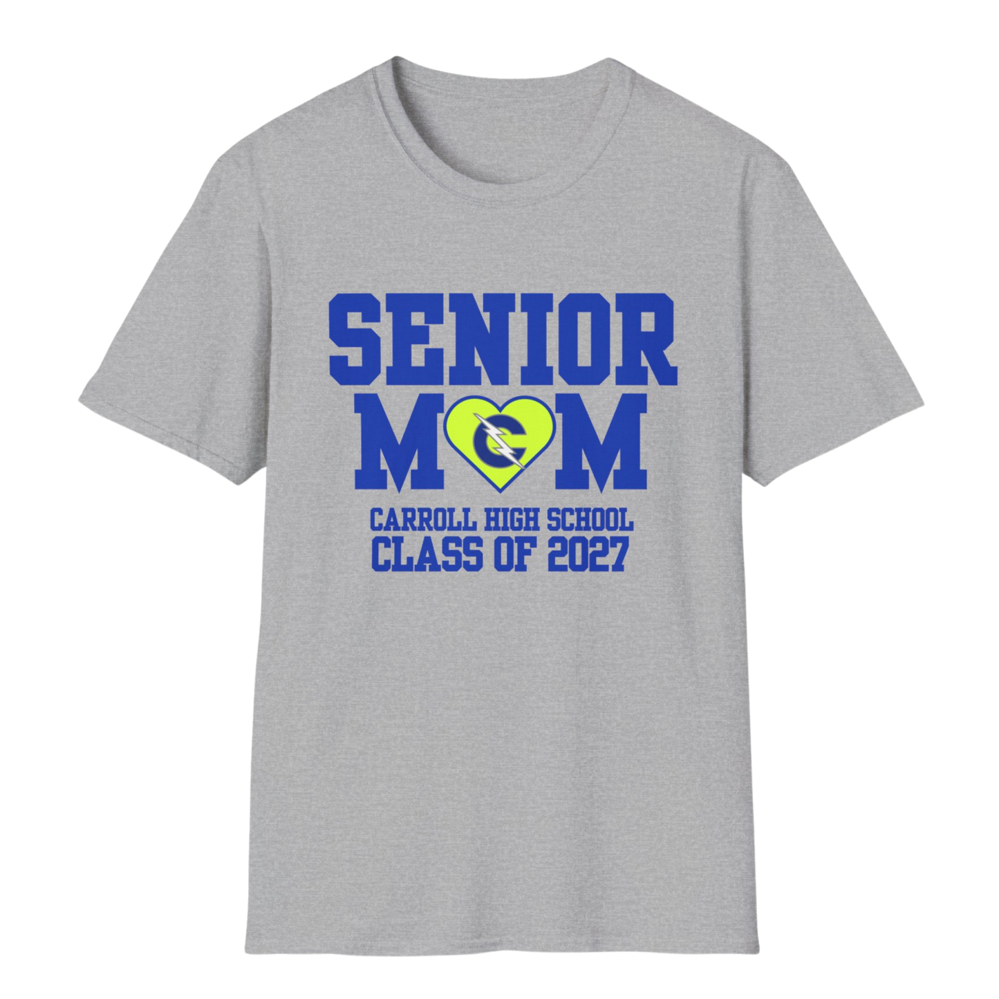 Carroll High School Class of 2027 Senior Mom T-Shirt Neon Heart