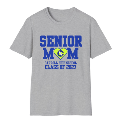 Carroll High School Class of 2027 Senior Mom T-Shirt Neon Heart