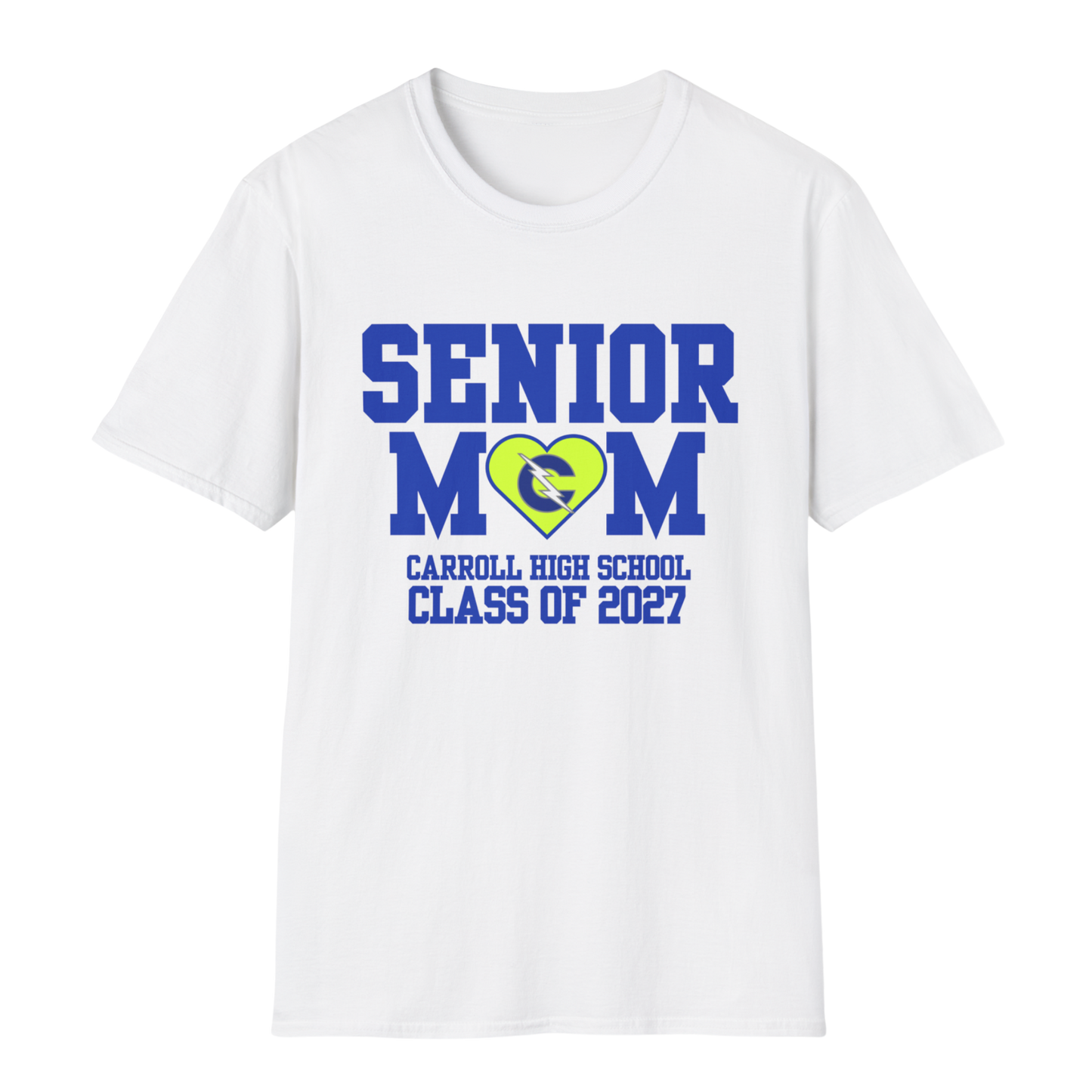 Carroll High School Class of 2027 Senior Mom T-Shirt Neon Heart