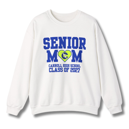 Carroll High School Class of 2027 Senior Mom Crewneck Sweatshirt Neon Heart