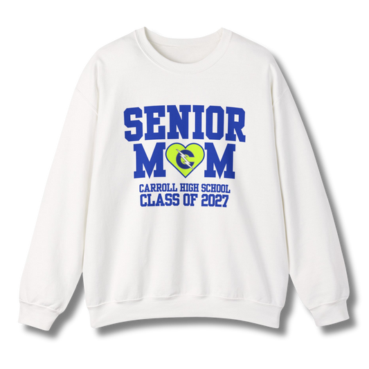 Carroll High School Class of 2027 Senior Mom Crewneck Sweatshirt Neon Heart