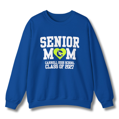 Carroll High School Class of 2027 Senior Mom Crewneck Sweatshirt Neon Heart