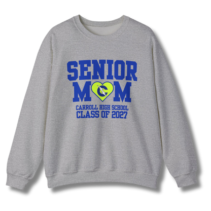 Carroll High School Class of 2027 Senior Mom Crewneck Sweatshirt Neon Heart