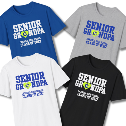 Carroll High School Class of 2027 Senior Grandpa T-Shirt Neon Heart