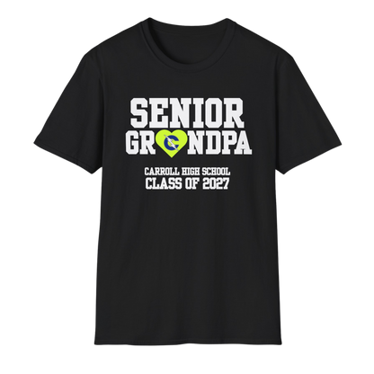 Carroll High School Class of 2027 Senior Grandpa T-Shirt Neon Heart