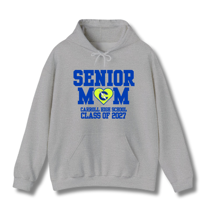 Carroll High School Class of 2027 Senior Mom Hoodie Sweatshirt Neon Heart
