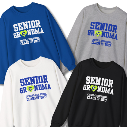 Carroll High School Class of 2027 Senior Grandma Crewneck Sweatshirt Neon Heart
